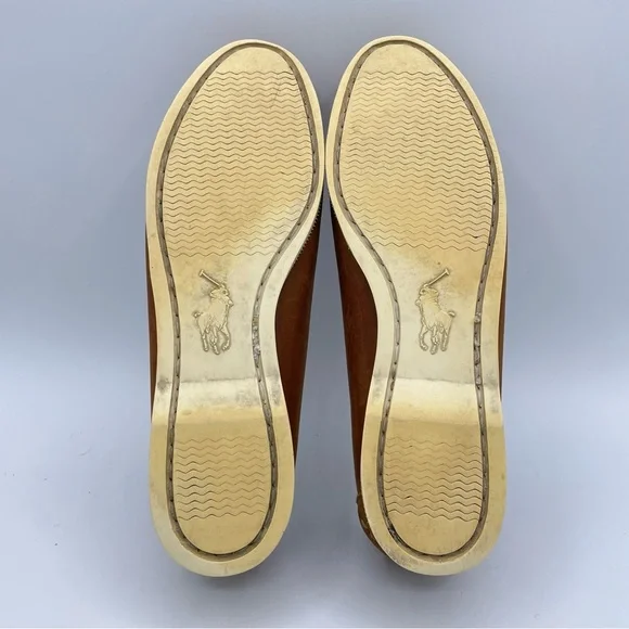 Ralph Lauren Equestrian Loafers 7 1/2 Tan/White - Picture 14 of 16